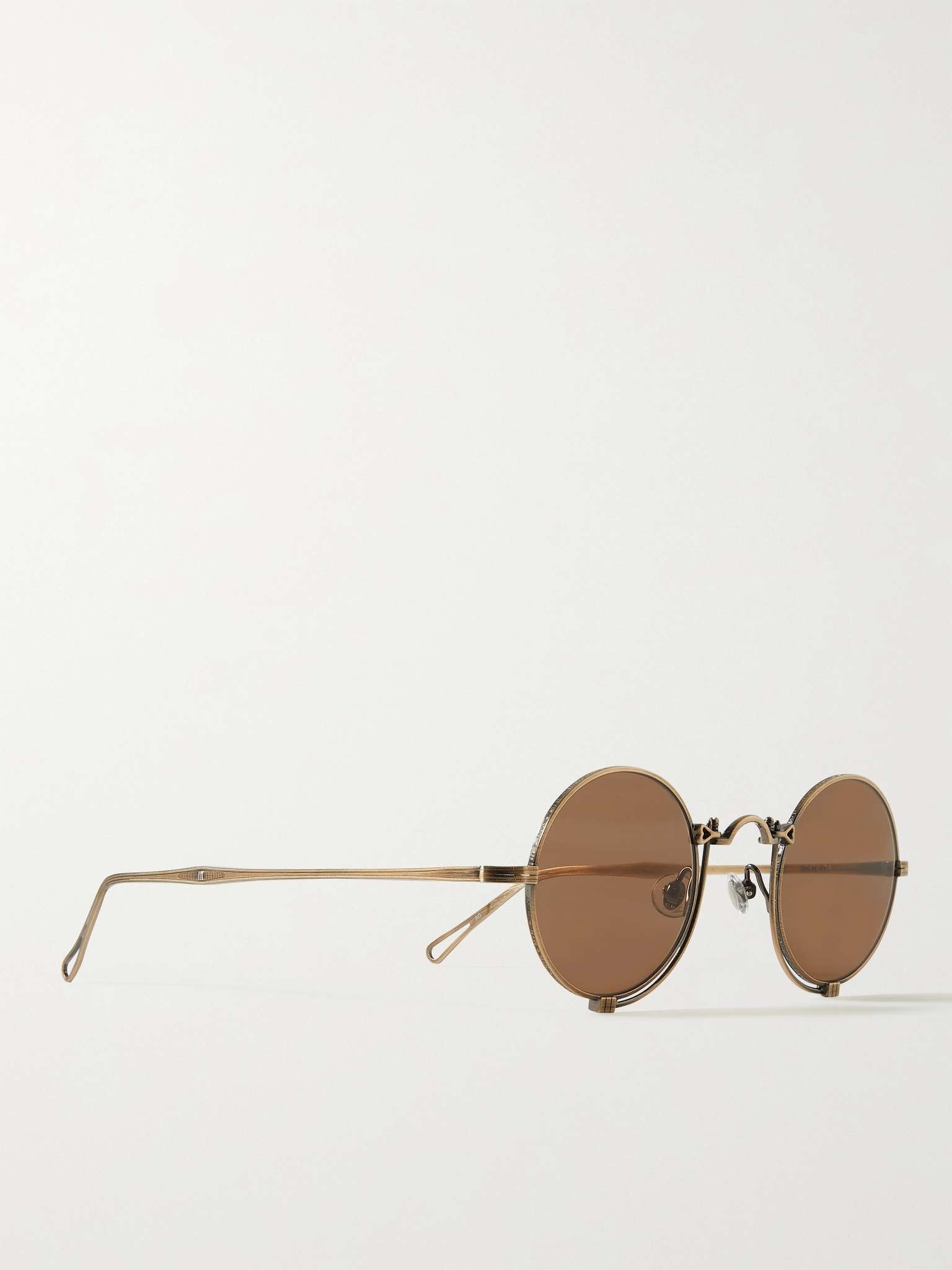 Round-Frame Gold-Tone Titanium Sunglasses - 7