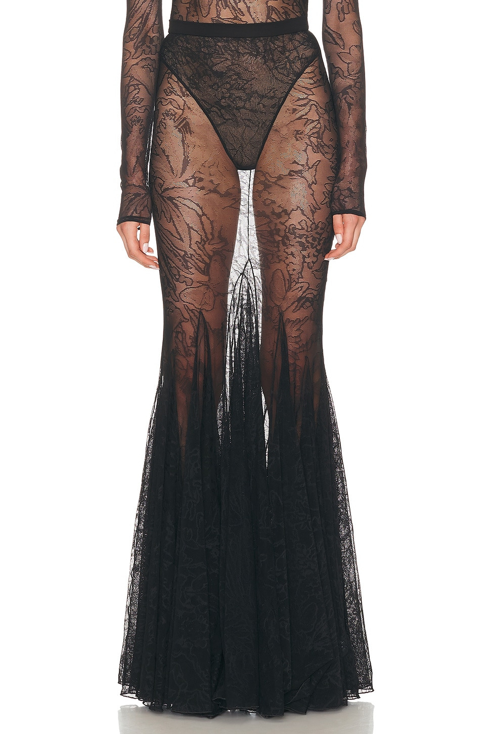 Floral Lace Maxi Skirt - 1