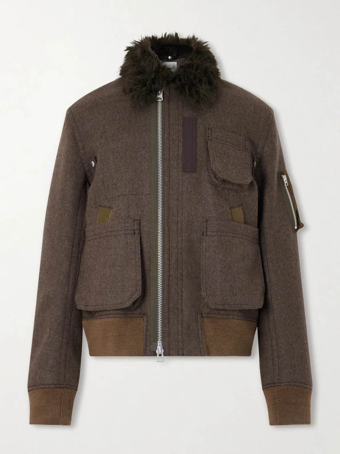 Melton Plush-Trimmed Wool Blouson Jacket - 1