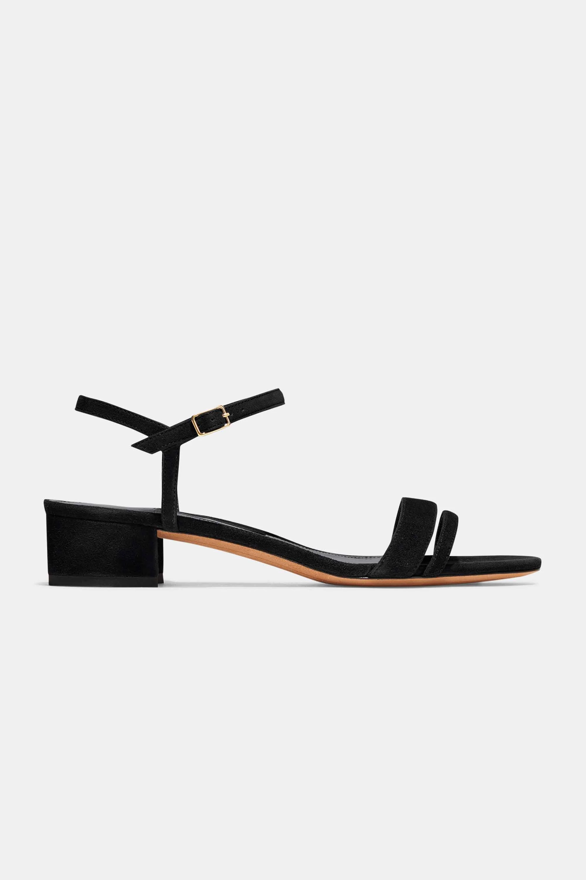 SIMPLE BLOCK HEEL IN BLACK SUEDE - 1