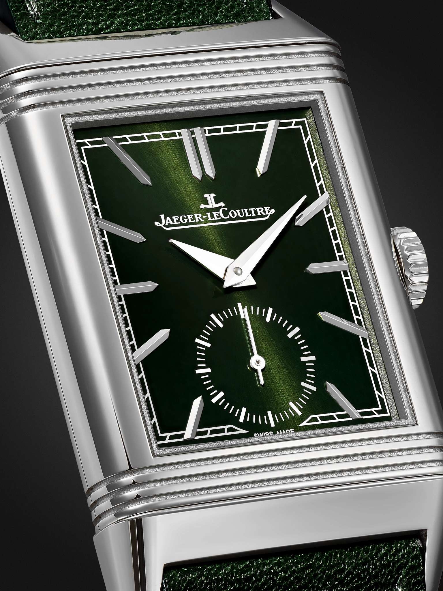 Reverso Tribute Small Seconds 27.4mm Steel and Leather Watch, Ref. No. Q3978430 - 6