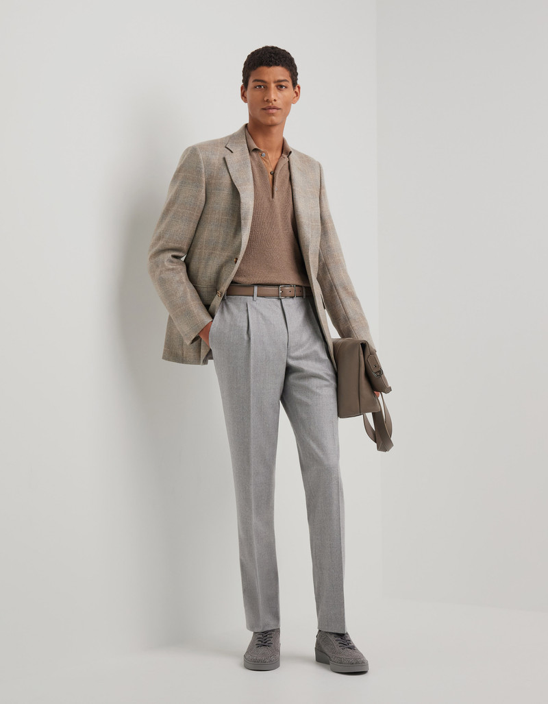 Canali LIGHT GRAY HIGH-WAIST TROUSERS IN PURE WOOL outlook