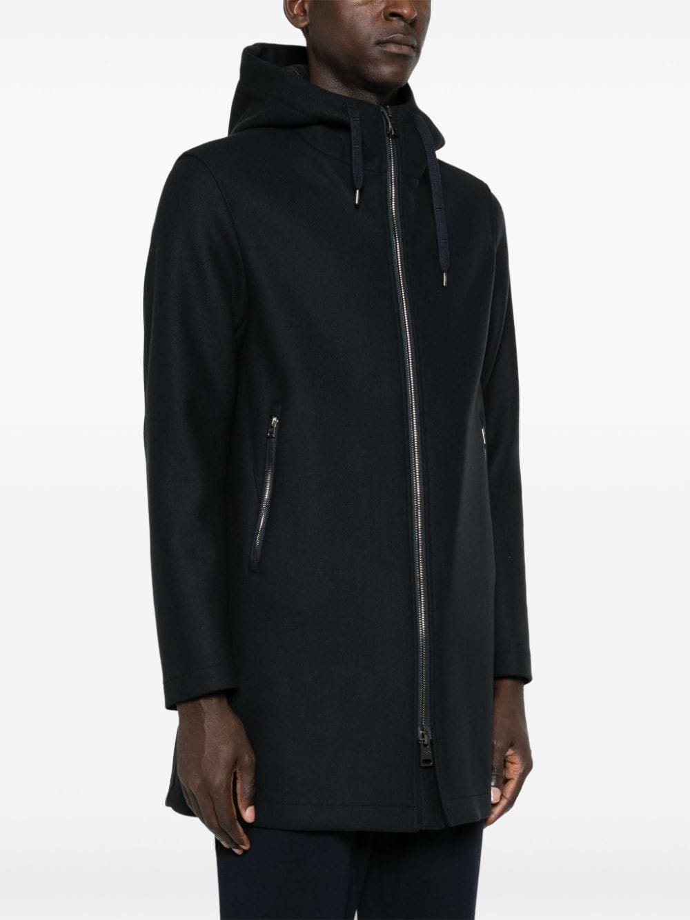 logo-plaque hooded coat - 3