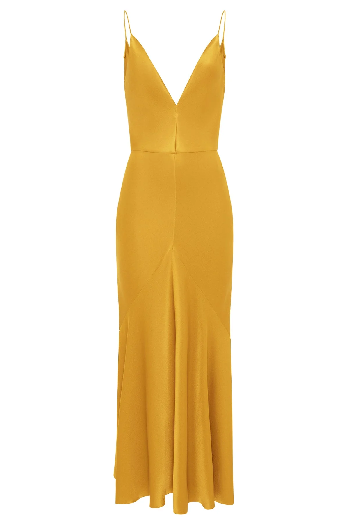 Brigita Slip Maxi Dress in Golden Birch Silk Satin - 1