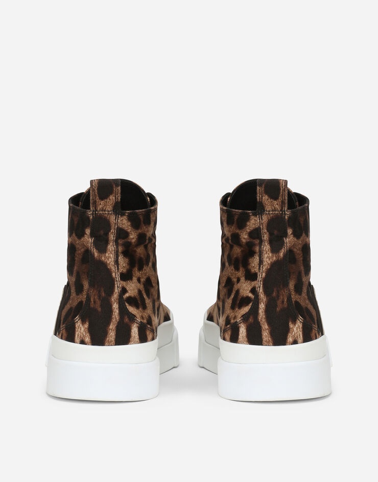 Cotton drill Portofino Light mid-top sneakers with leopard print - 3