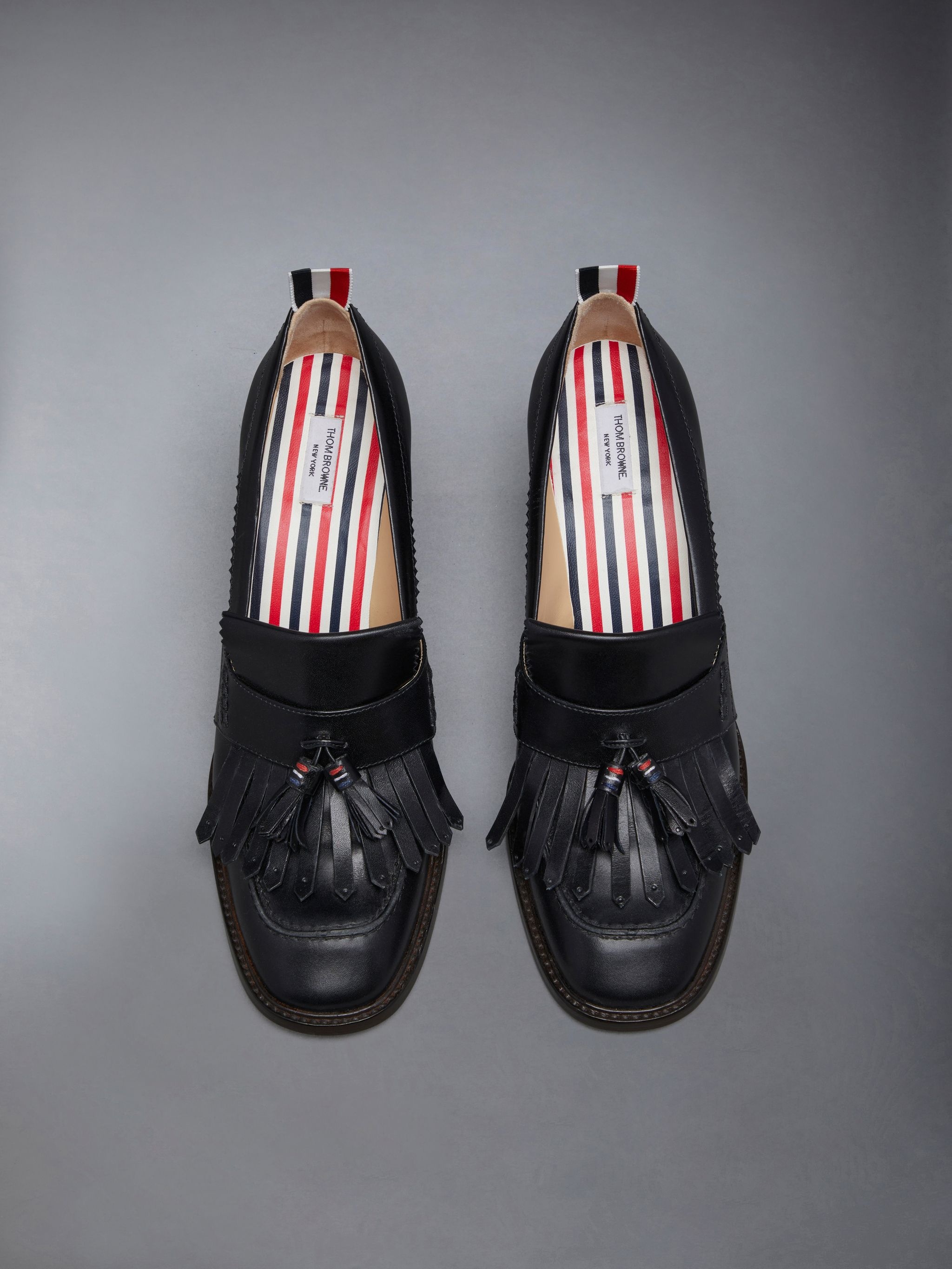 Box Calf 75mm Block Heel Tassel Kilt Loafer - 4