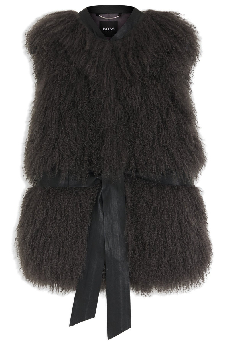 MONGOLIAN-SHEARLING GILET WITH DETACHABLE LEATHER BELT 1
