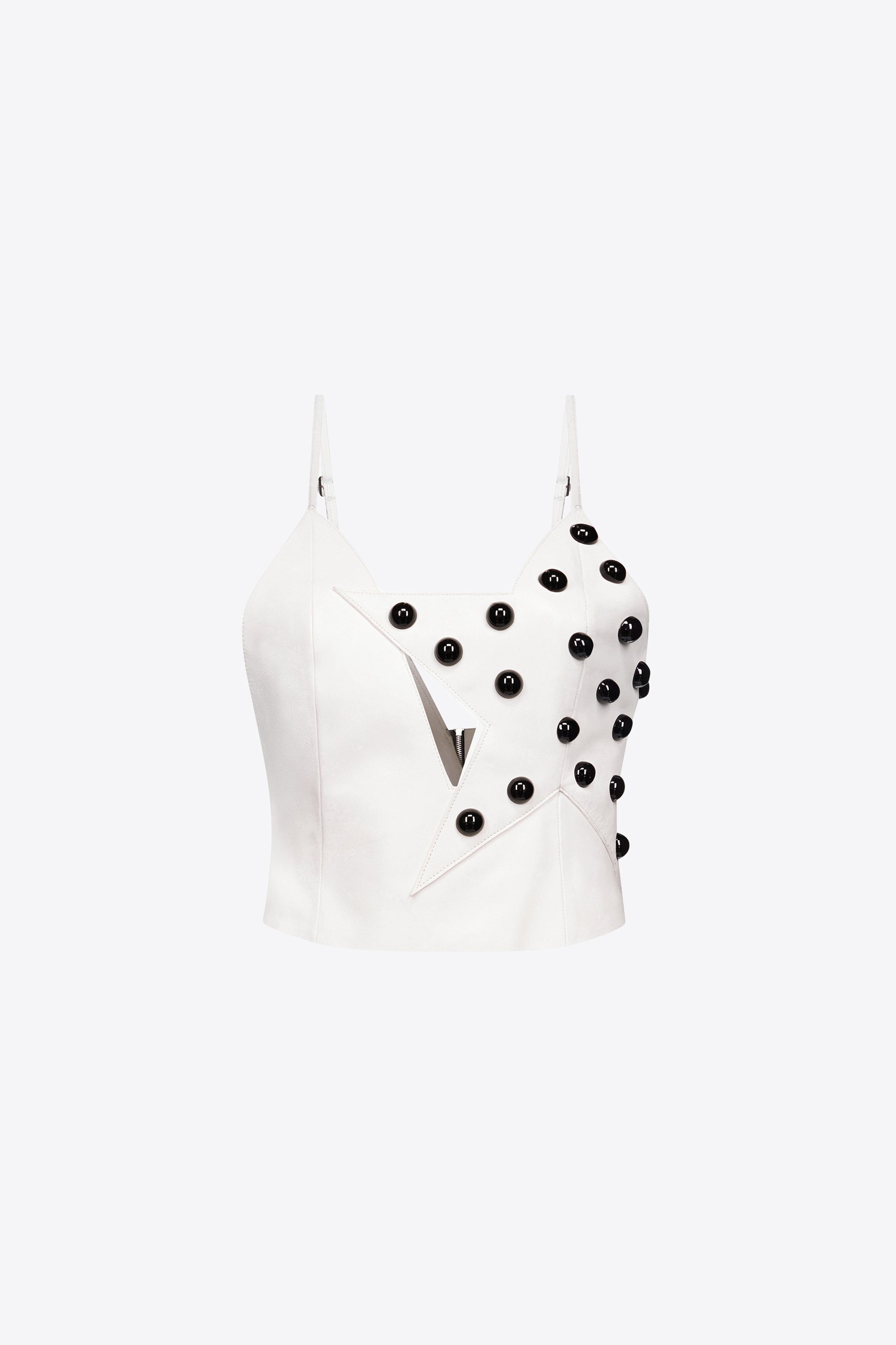 STUDDED POLKA DOT LEATHER TOP - 1