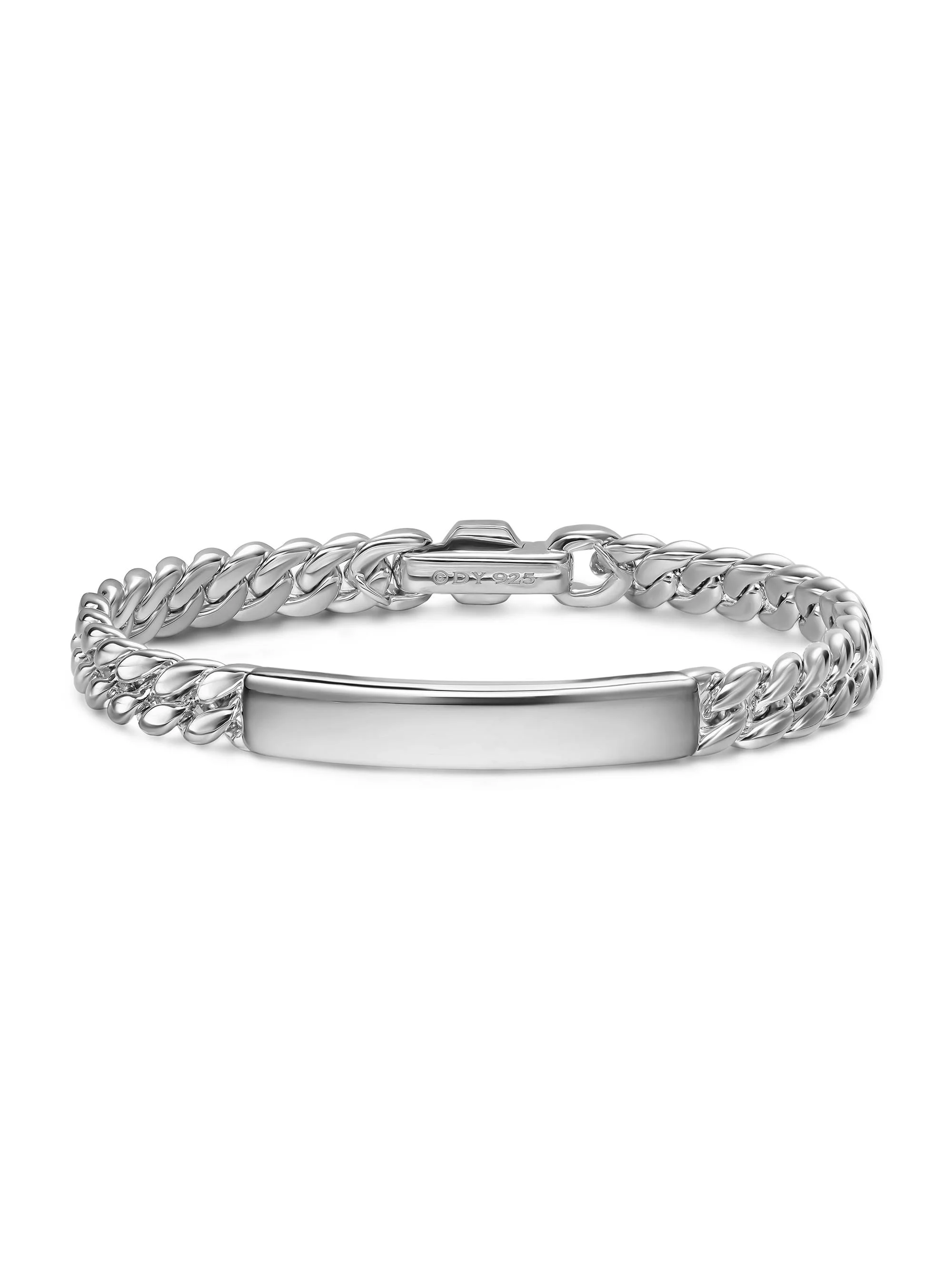 Women's Curb Chain ID Bracelet in Sterling Silver, 7MM - Silver - 1