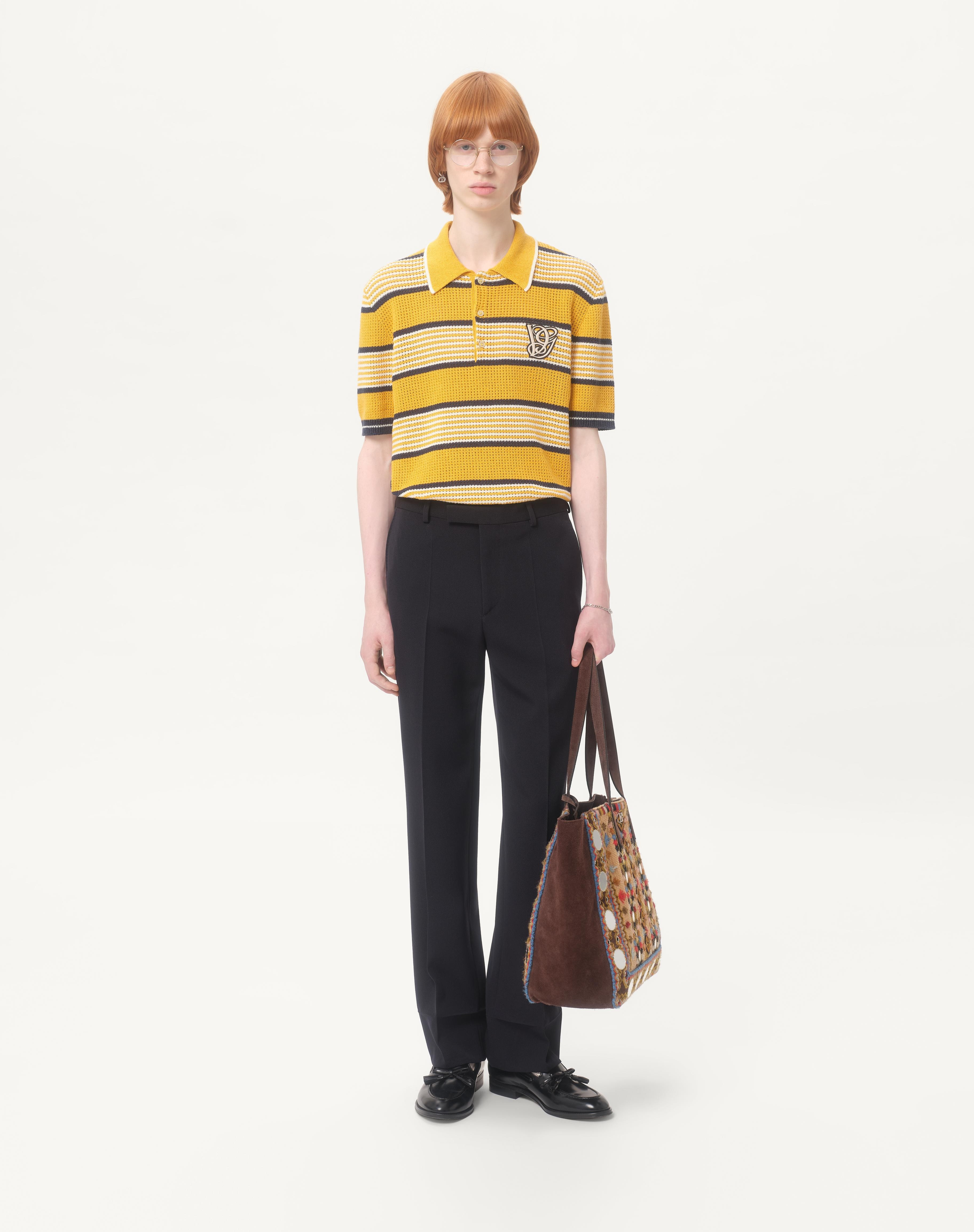 LONG-SLEEVED LINEN AND COTTON POLO SHIRT WITH VG PATCH - 2