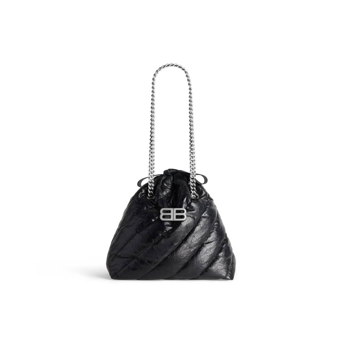 Women's Crush Small Tote Bag Quilted in Black - 1