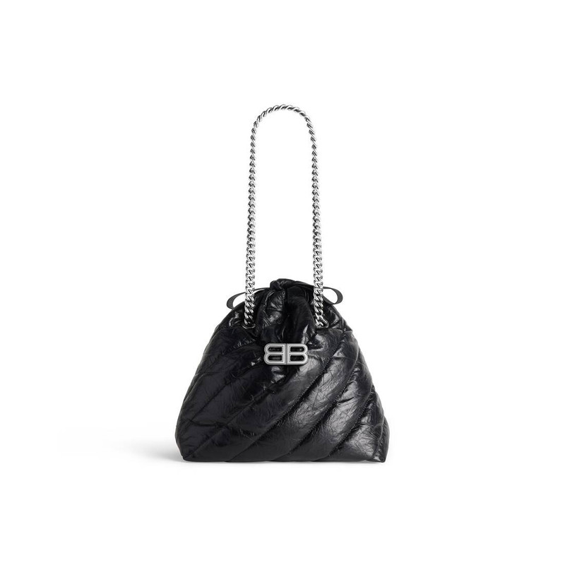Women's Crush Small Tote Bag Quilted in Black 1