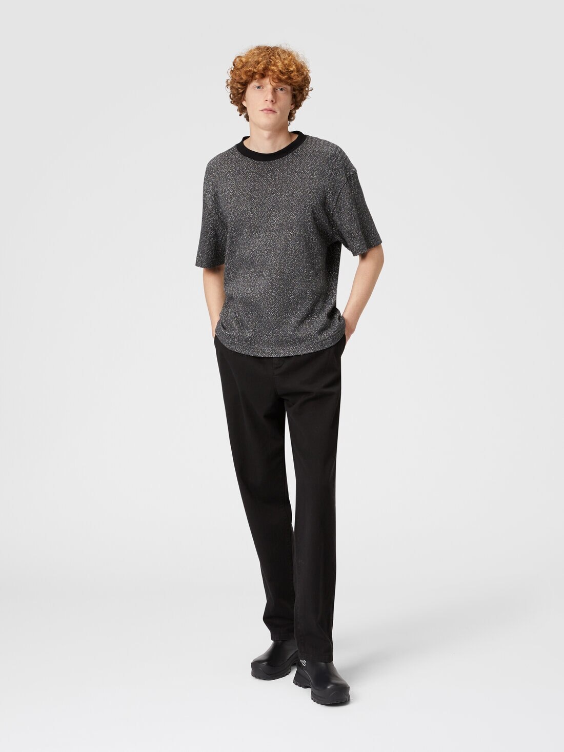 Lamé zig zag cotton and viscose T-shirt - 2