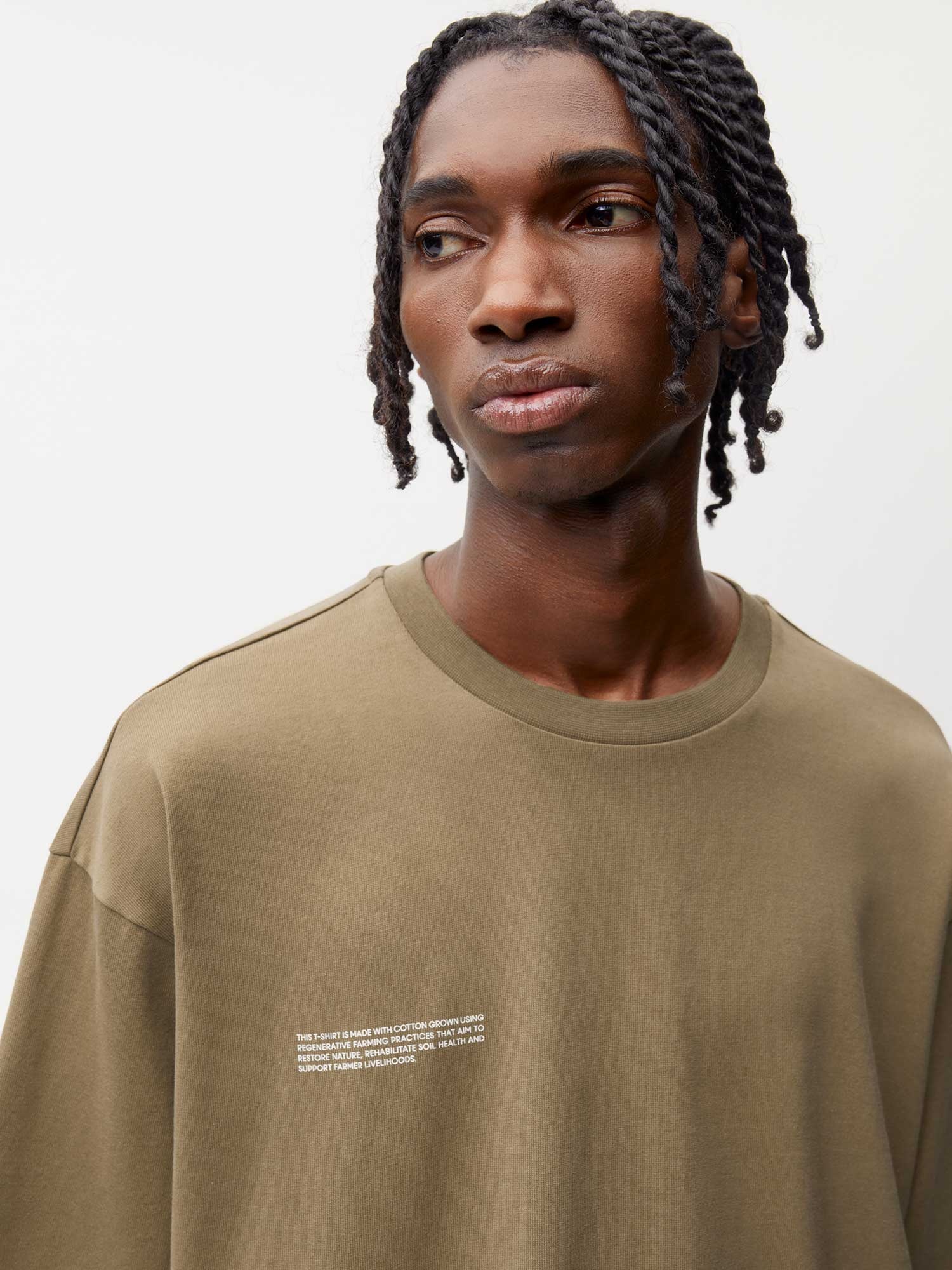 Mens In Conversion Cotton Boxy T-shirt - Carbon Brown - 3