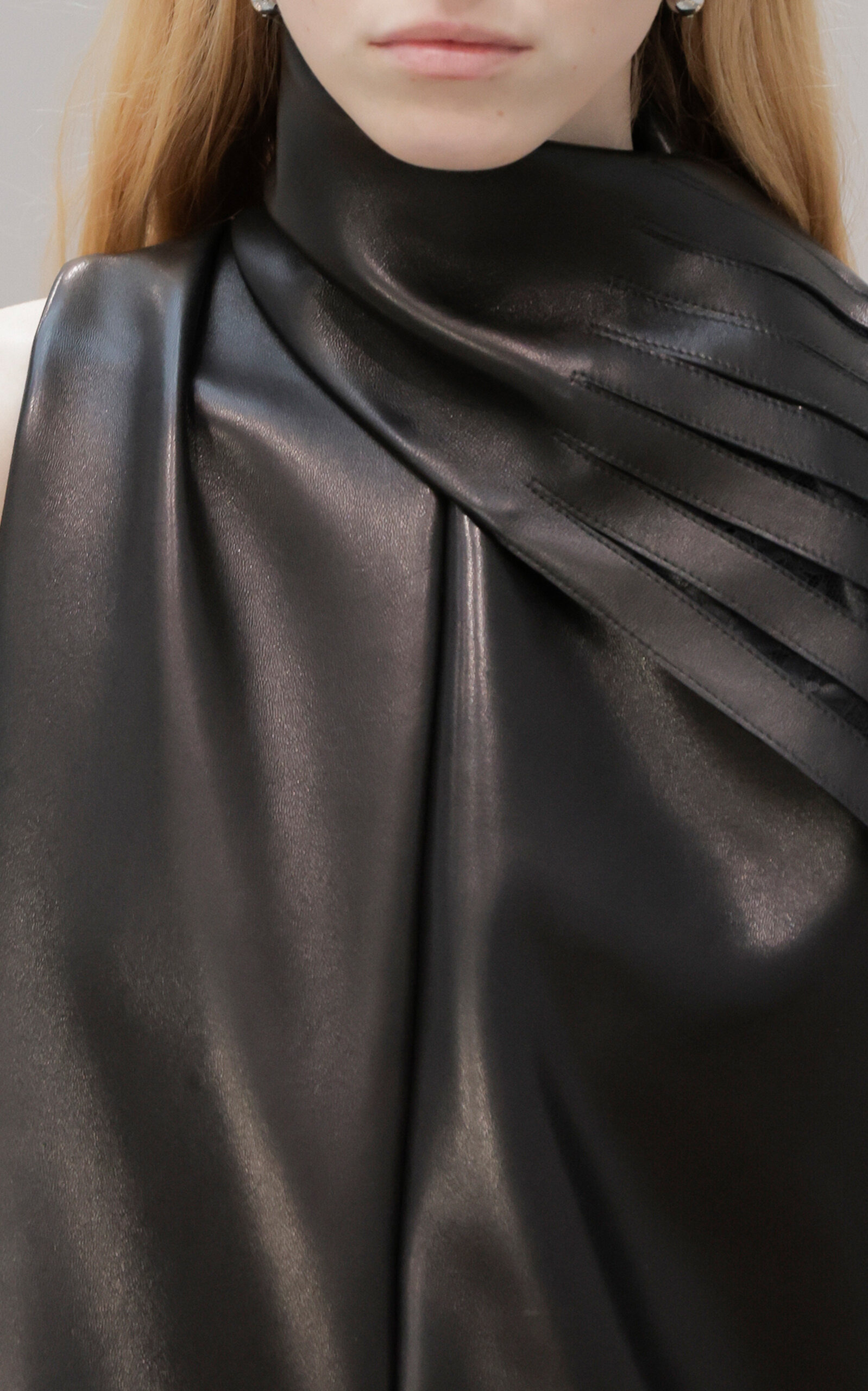 The Blythe Scarf-Detailed Leather Midi Dress black - 3