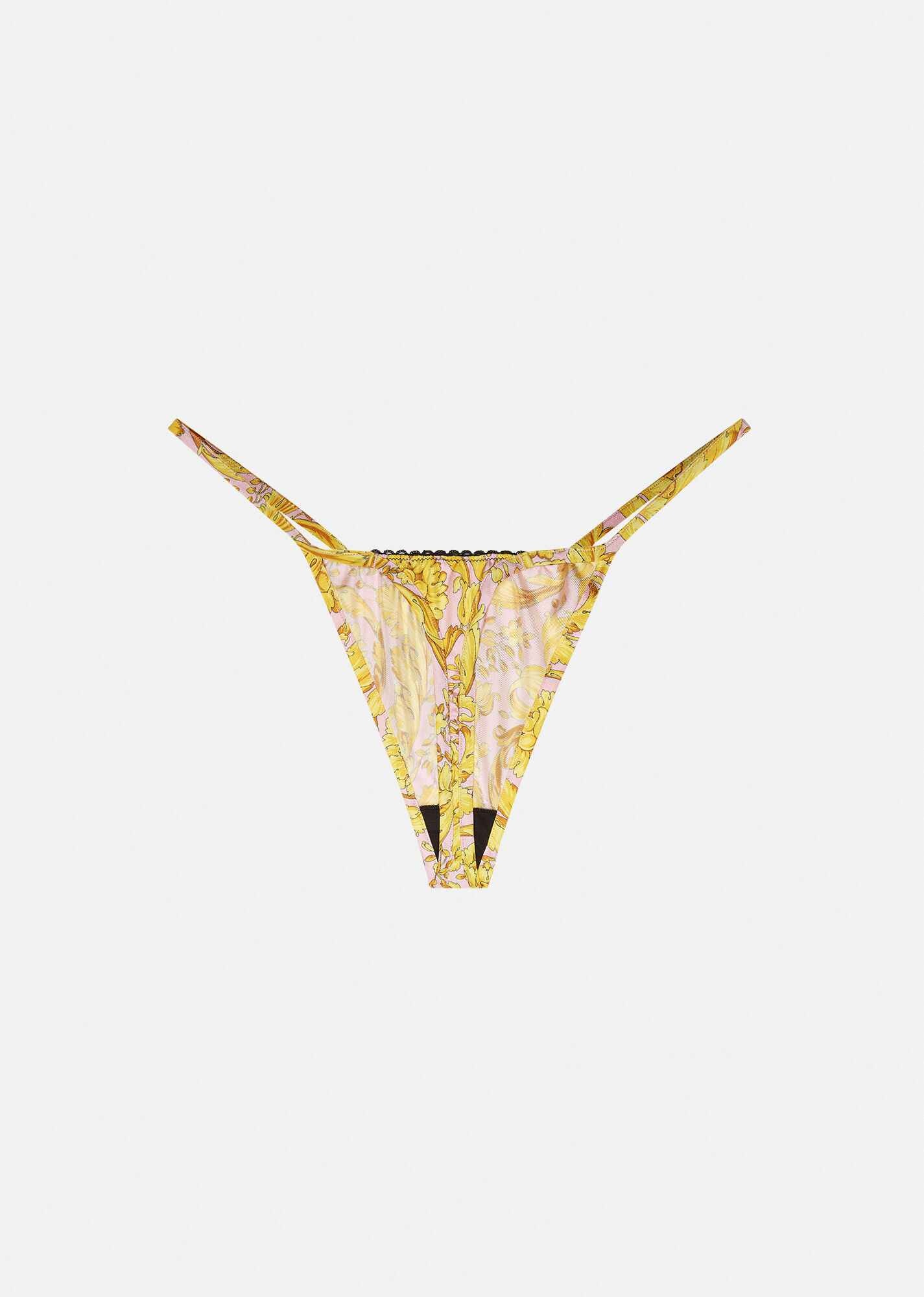 Barocco Print Silk Thong - 3