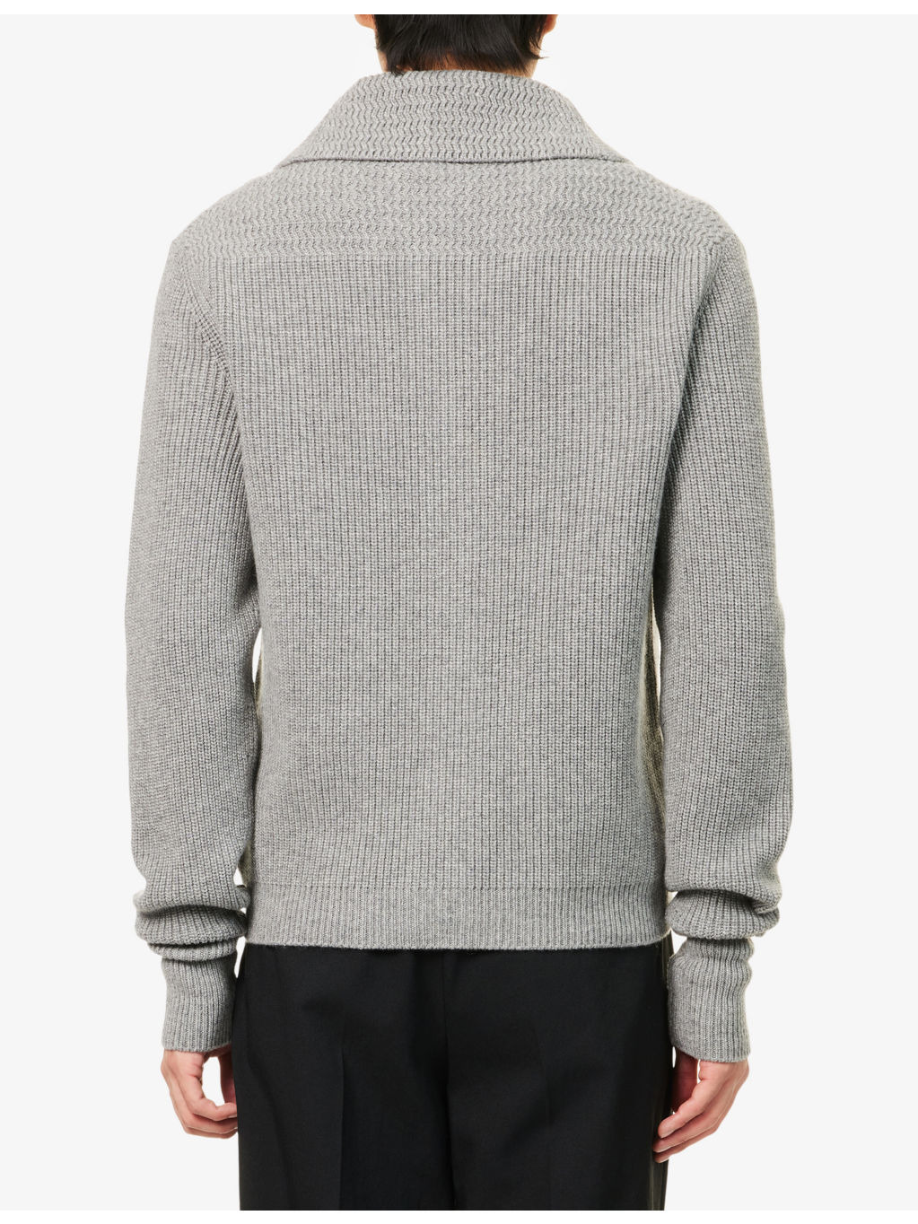 Shawl Ribbed Cashmere-Knit Cardigan - 4