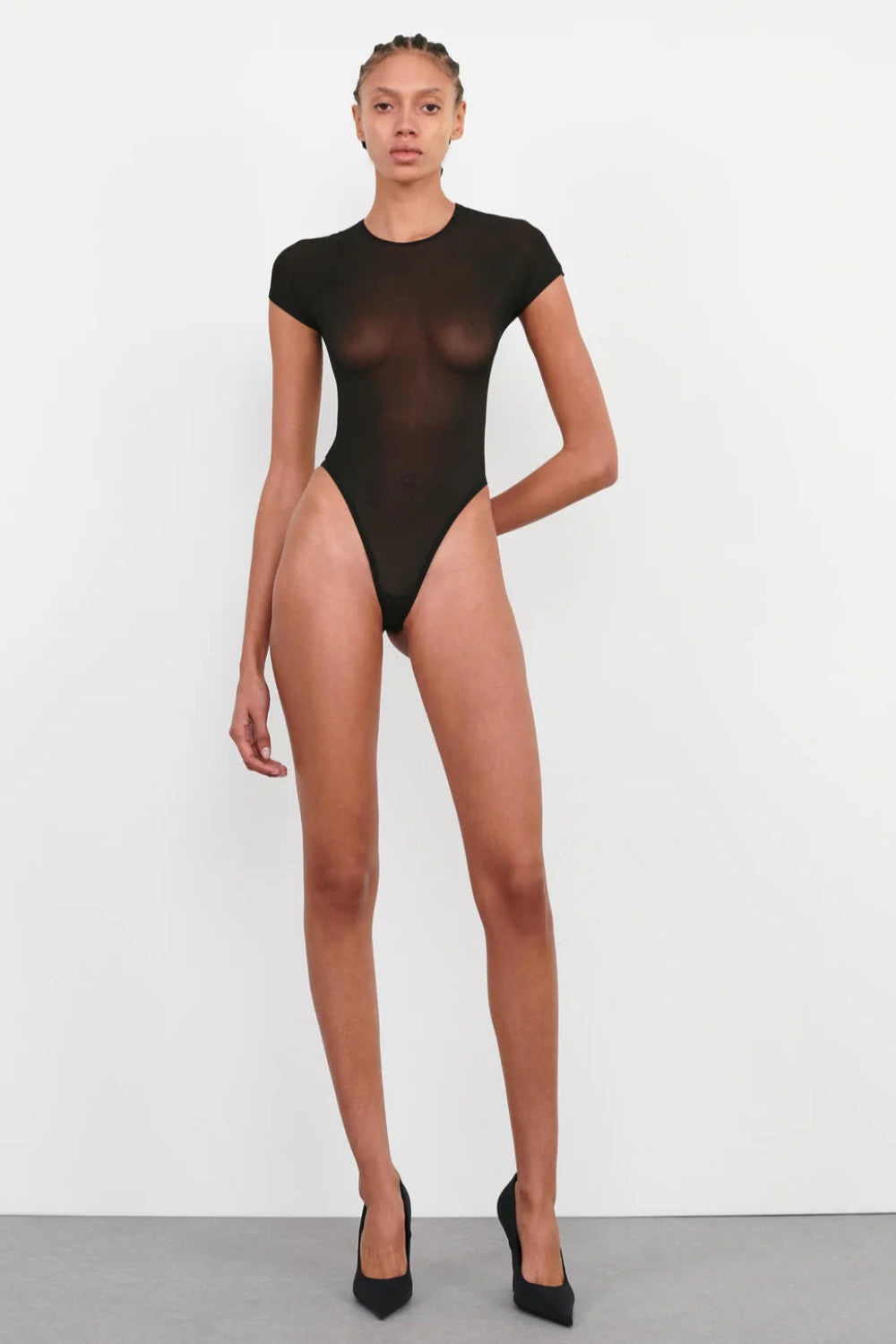 Sheer Cap Sleeve Bodysuit - 1