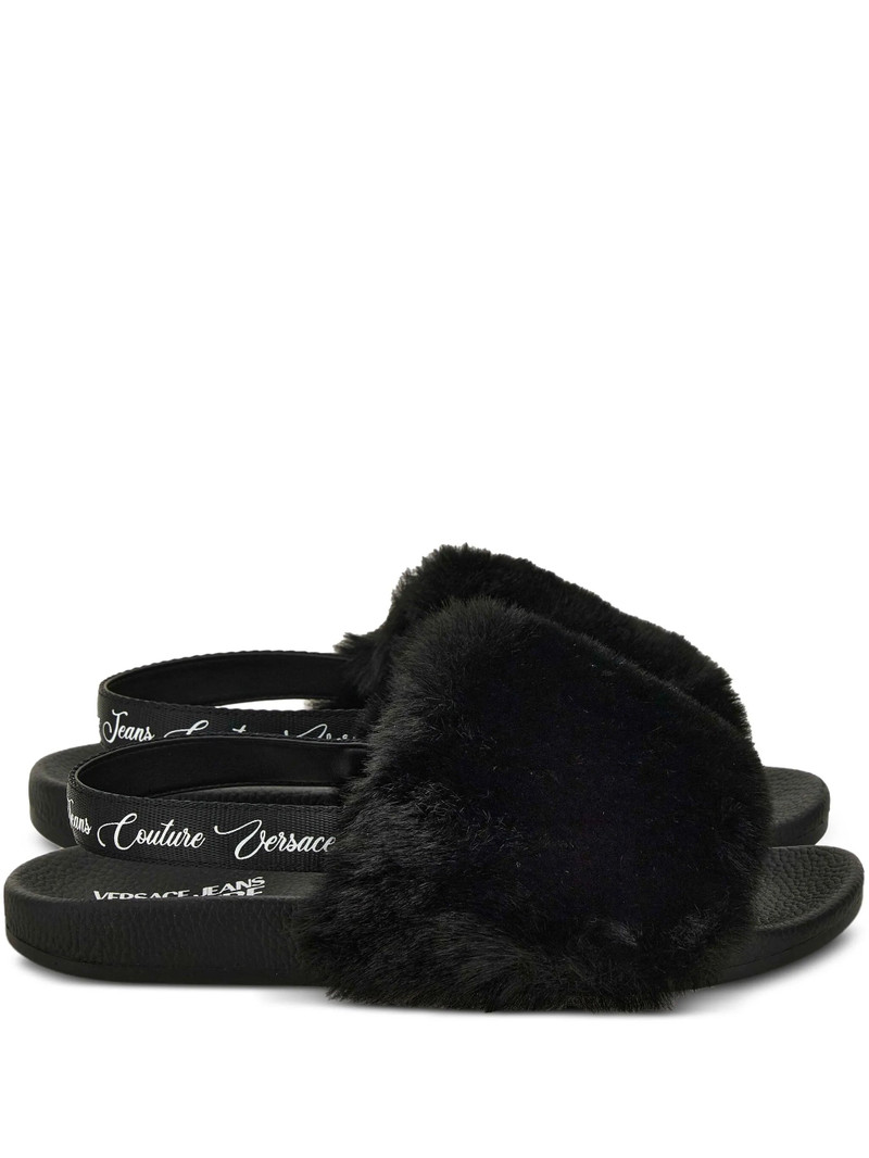 Versace Jeans Couture Fur-trimmed Slingback Slides 1
