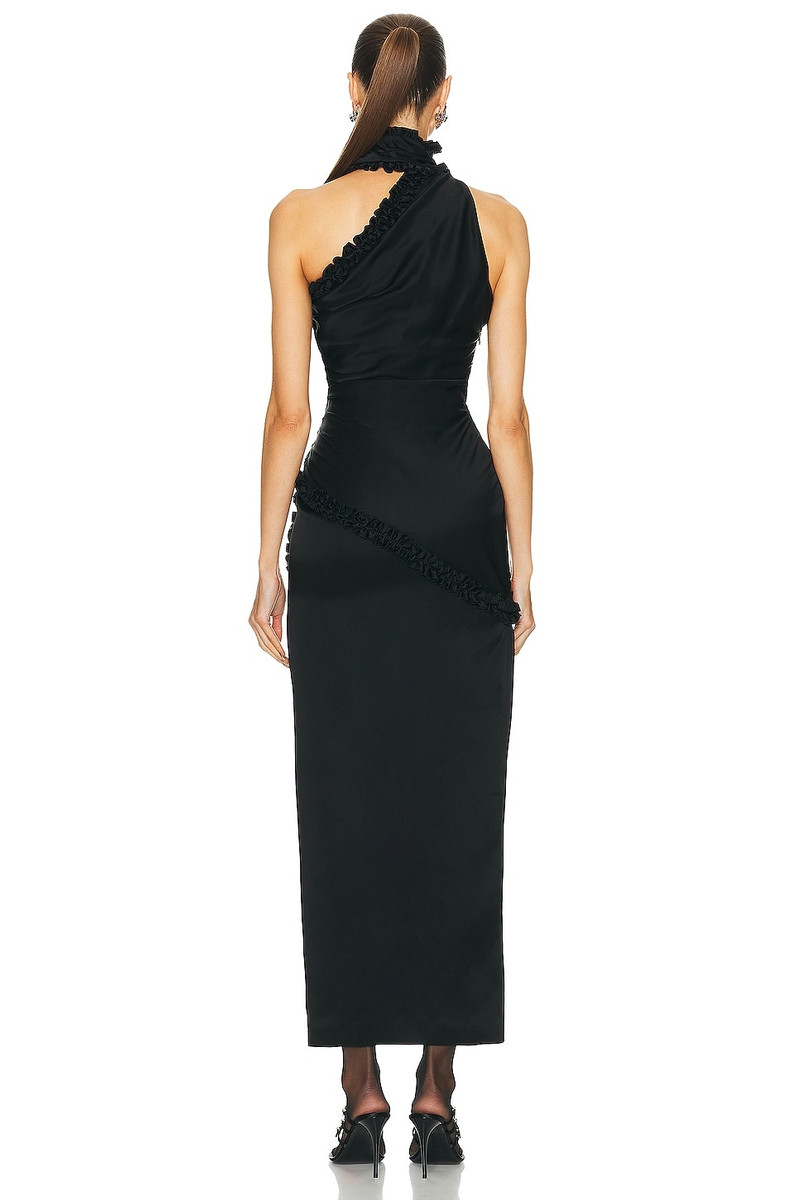 Alessandra Rich Envers Satin One Shoulder Evening Dress outlook