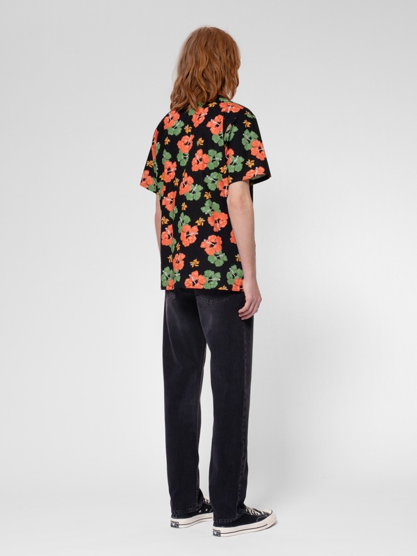 Arvid Flower Hawaii Shirt Black - 3