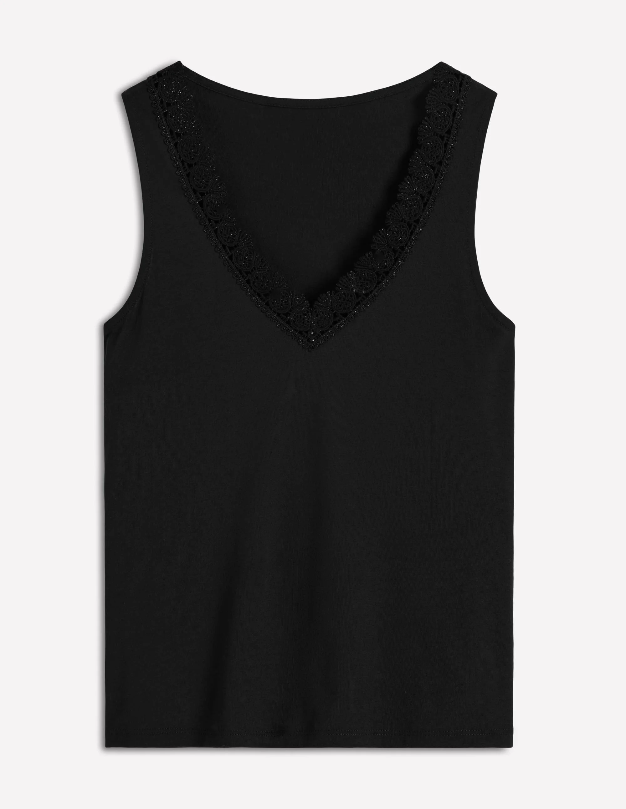 Flora Lace Trim Supersoft Vest-Black Beauty - 1