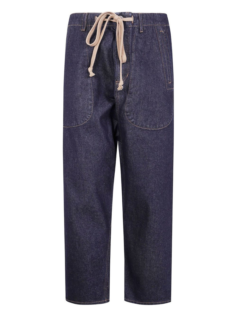 drawstring pocketed straight-leg jeans 1