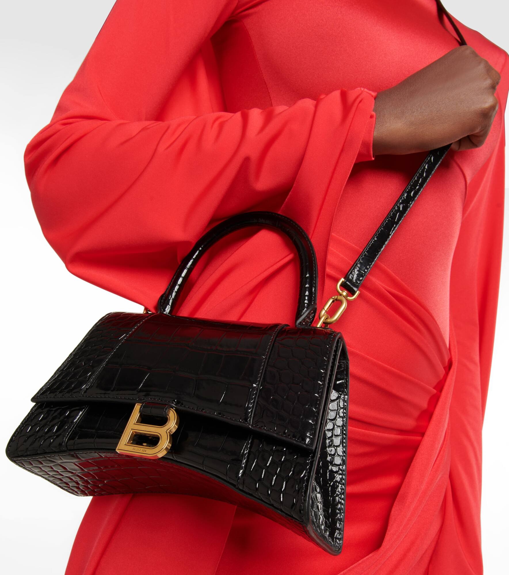 Hourglass Small croc-effect leather crossbody bag - 2