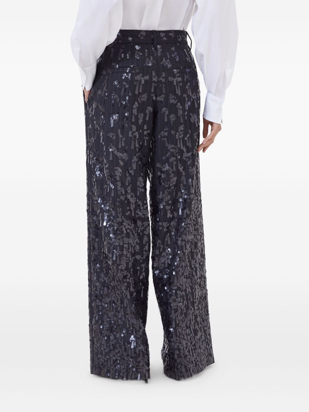 pinstripe sequin-embellished trousers - 4