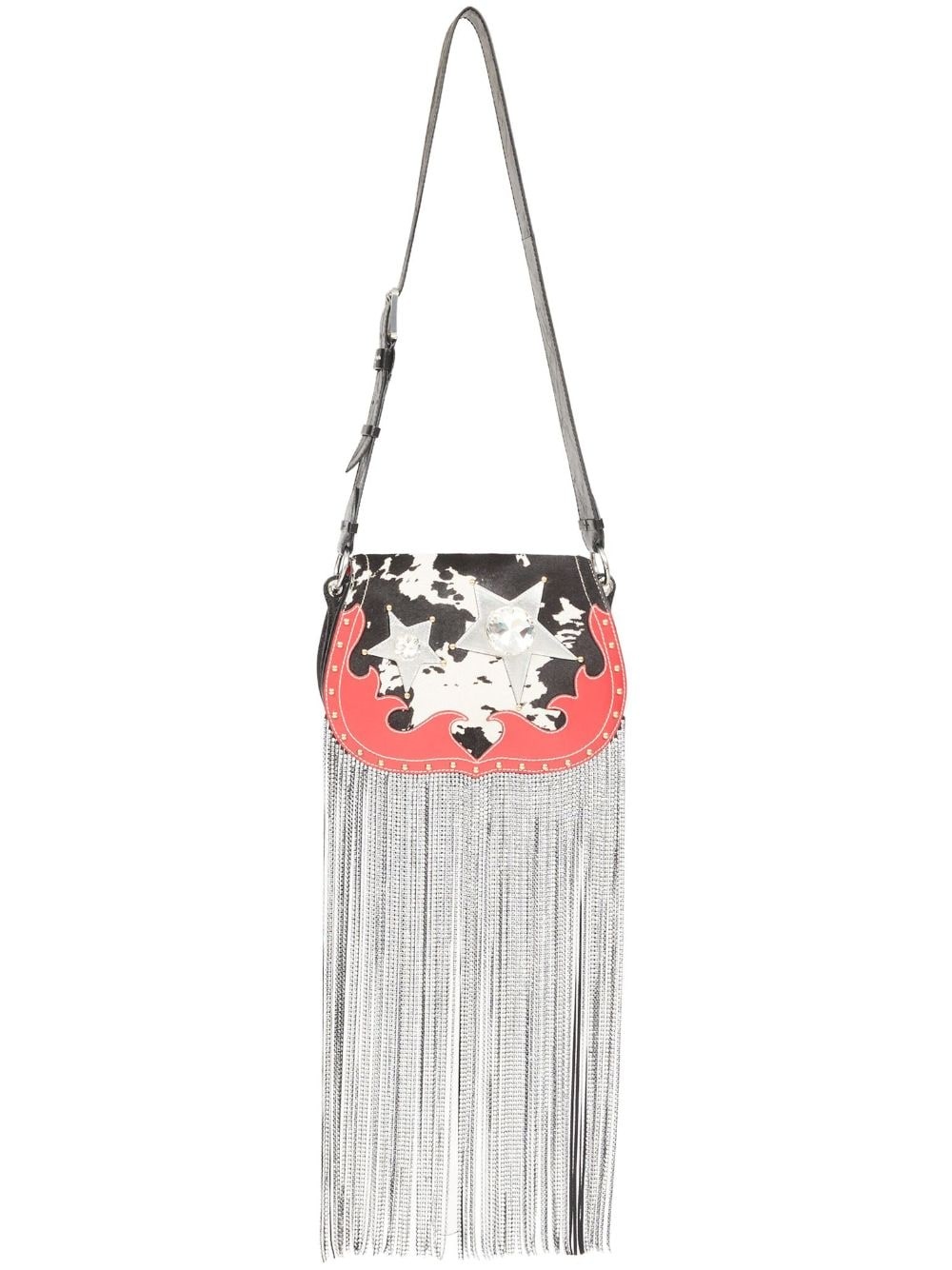 rhinestone-fringe shoulder bag - 1