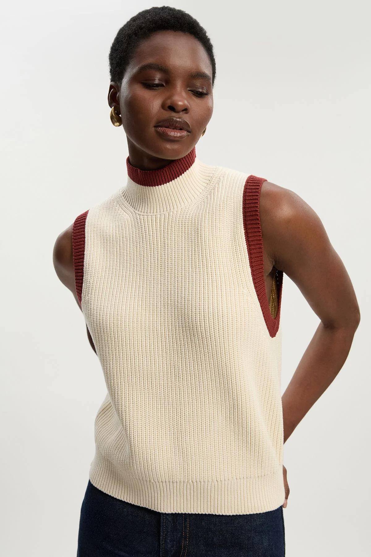 Ribbed Cotton Knitted Tank - 1