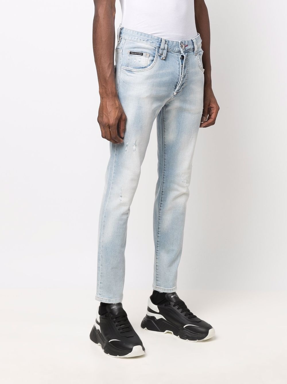 skinny-cut washed jeans - 3