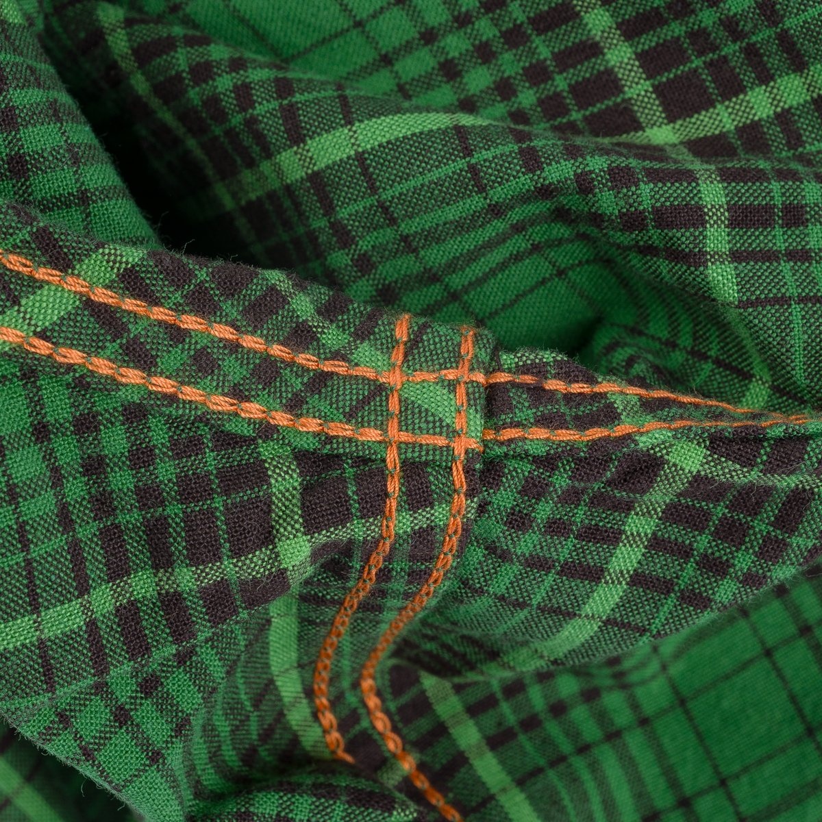 IHSH-386-GRN 5oz Selvedge Short Sleeved Western Shirt - Green Vintage Check - 12