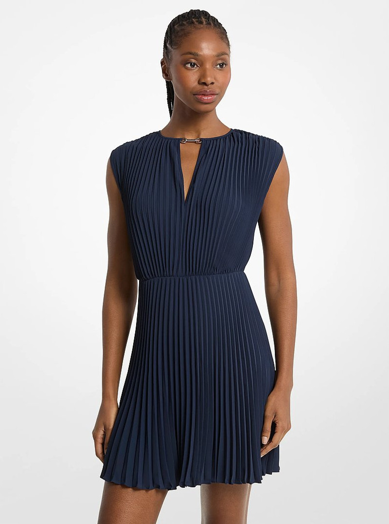 Pleated Satin Back Crepe Mini Dress 1
