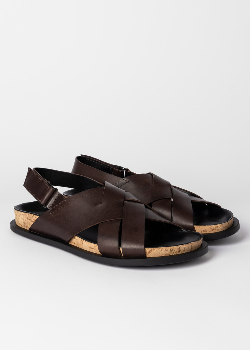 Paul Smith Dark Brown Leather 'Paros' Sandals outlook