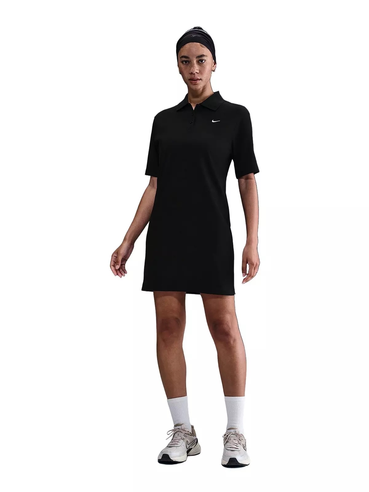Women's Sportswear Essential Short-Sleeve Polo Dress -Black - 4