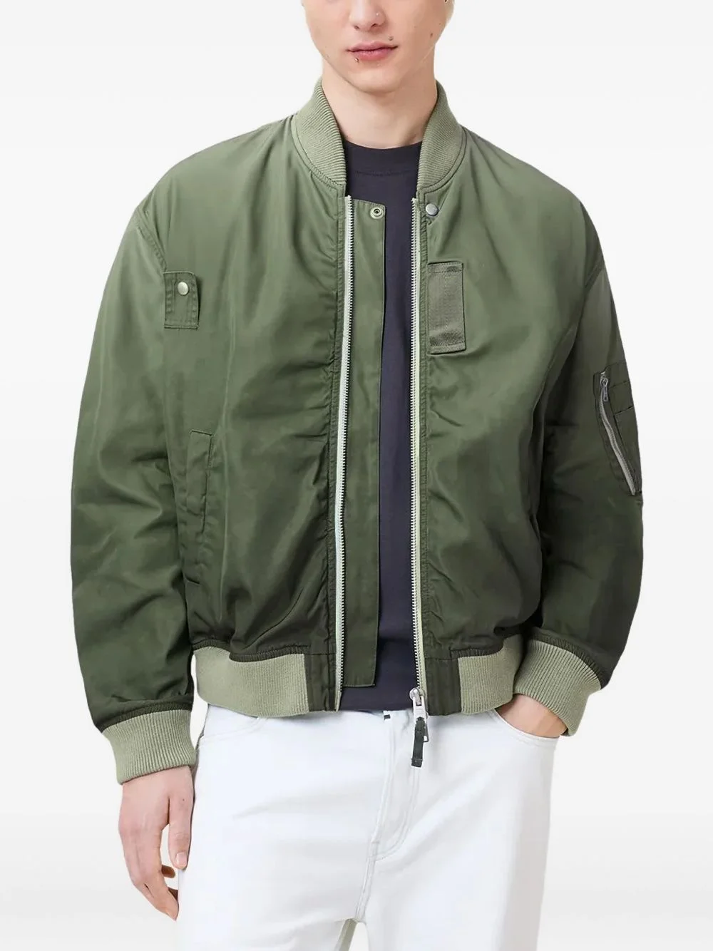 Cascade zip-fastening ribbed-cuff bomber jacket - 1