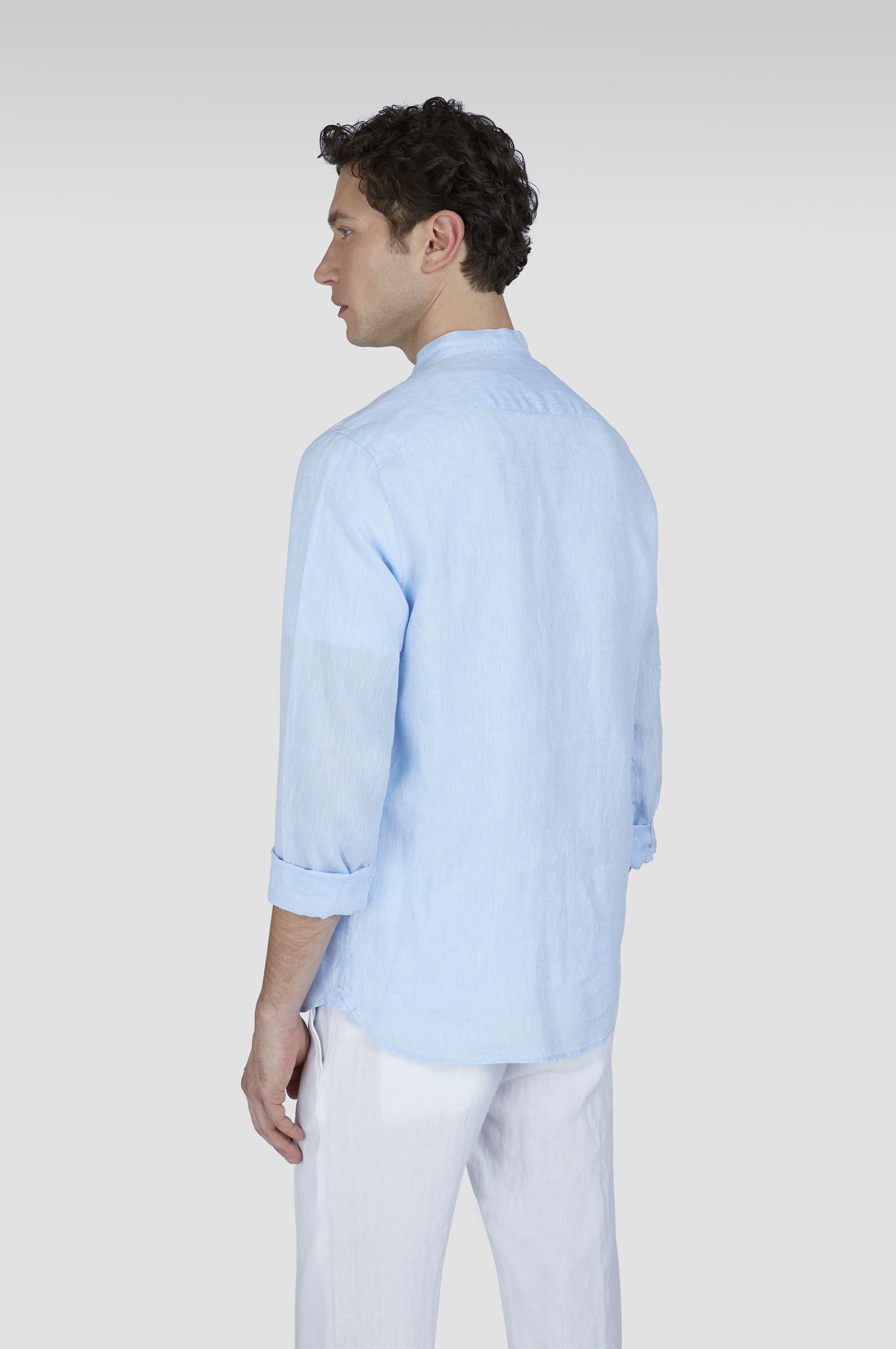 LINEN SHIRT WITH MANDARIN COLLAR - 3
