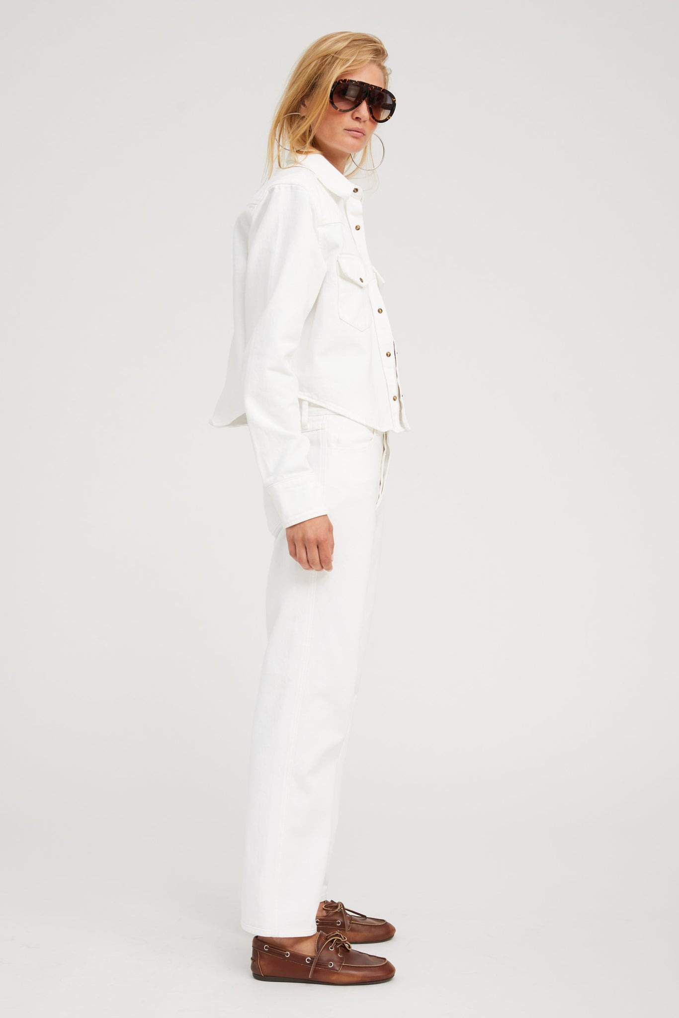 SOPHIA DENIM CROPPED WESTERN BUTTON DOWN - 4
