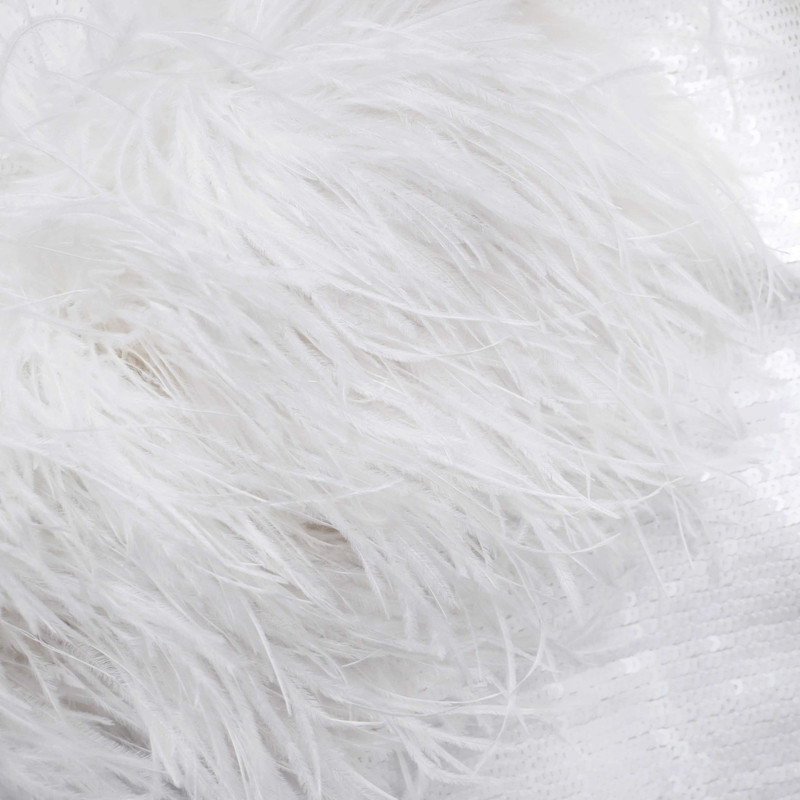 White Sequin Feather Maxi Dress 5