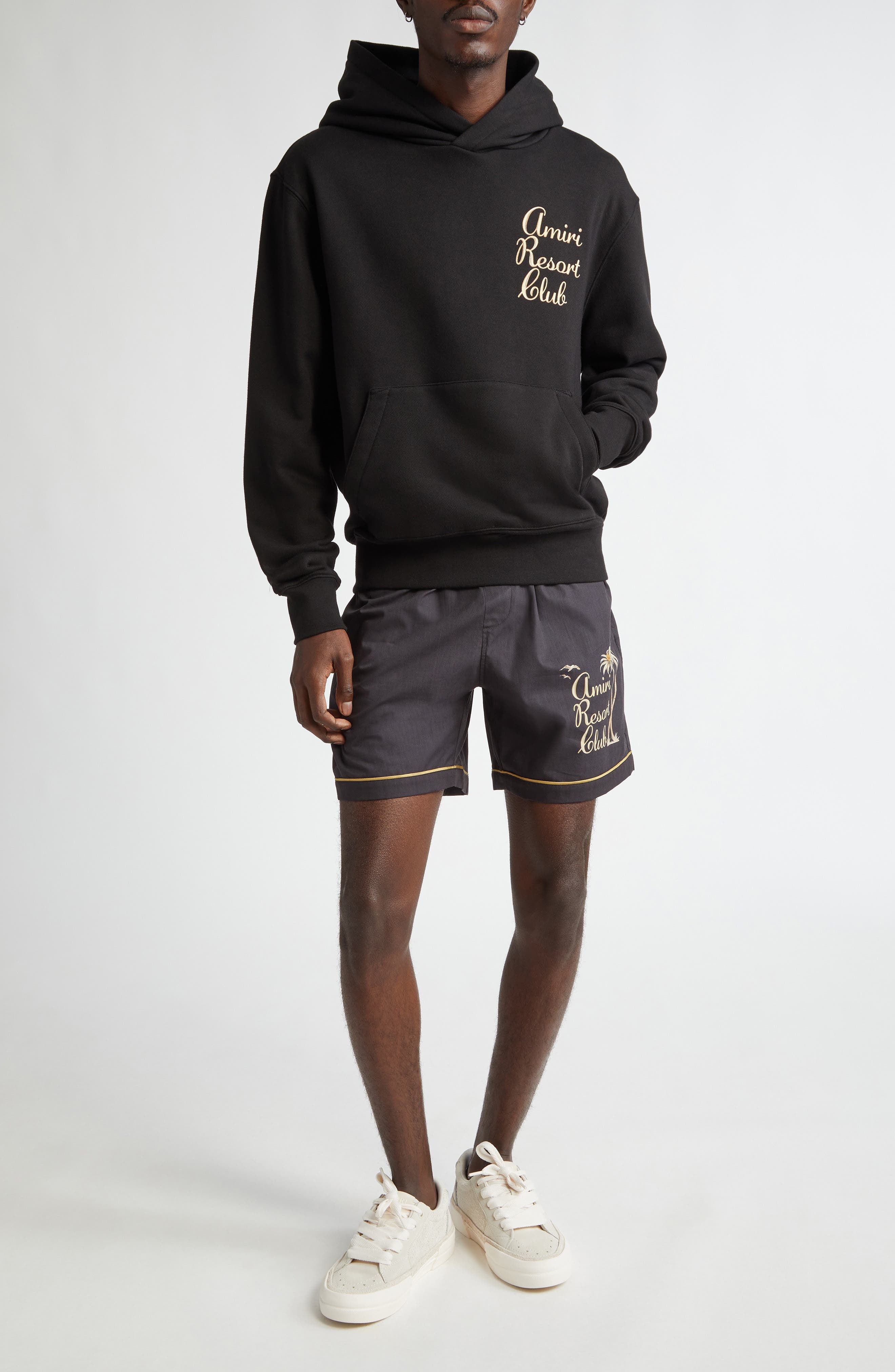 AMIRI Resort Club Logo Cotton Hoodie in Black at Nordstrom - 2