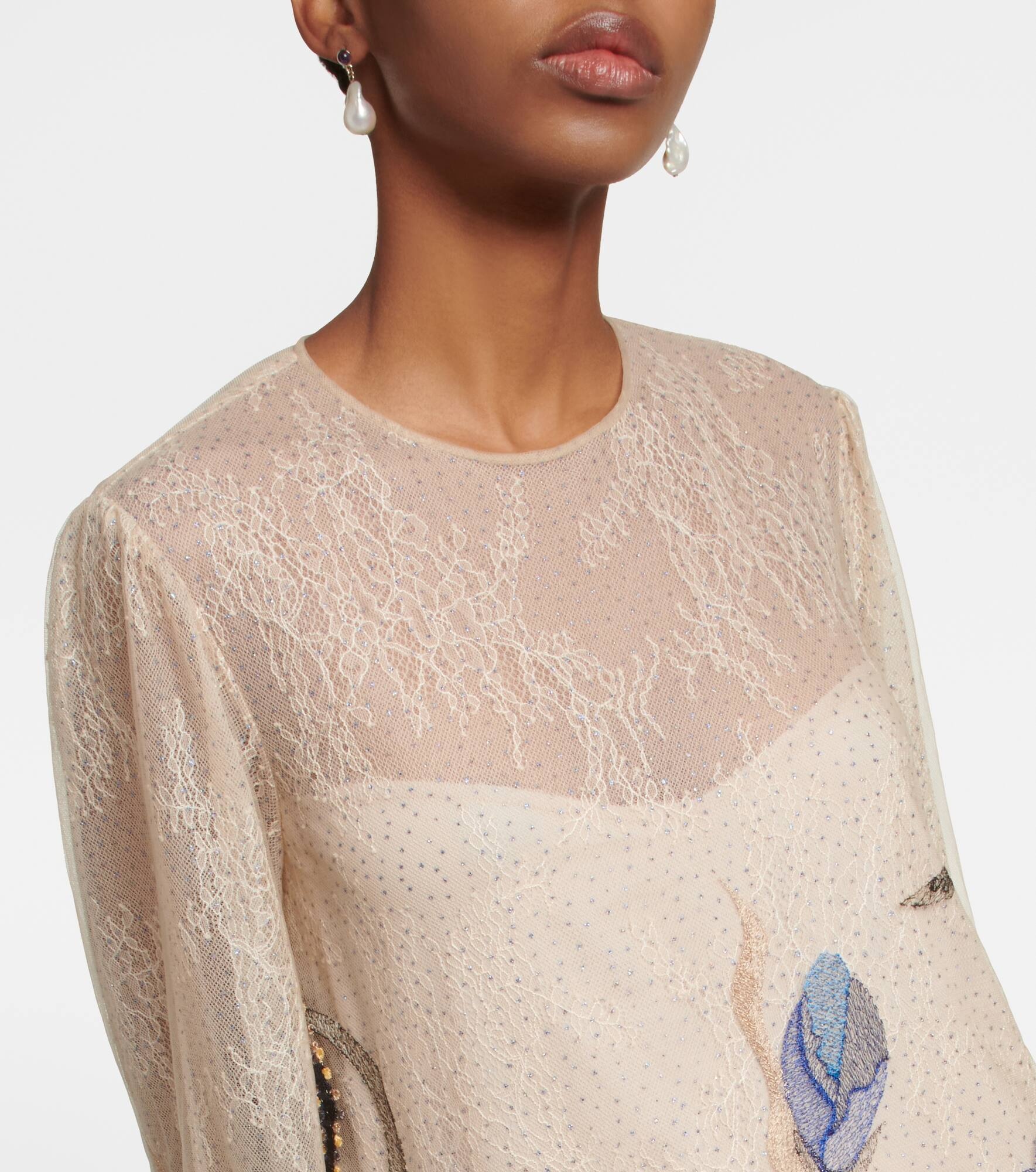 Yesenia embroidered tulle and lace gown - 4