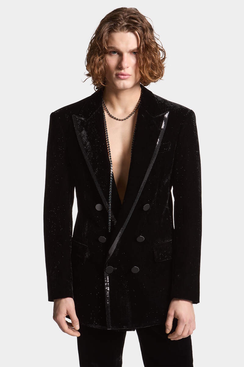 SHINY VELVET SEXY DOUBLE BREASTED PALM BEACH BLAZER - 3