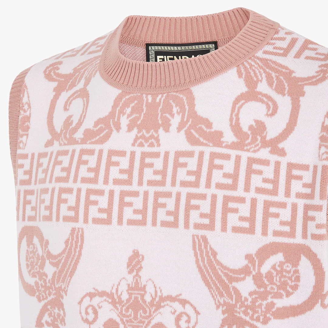 Fendace pink wool gilet - 3