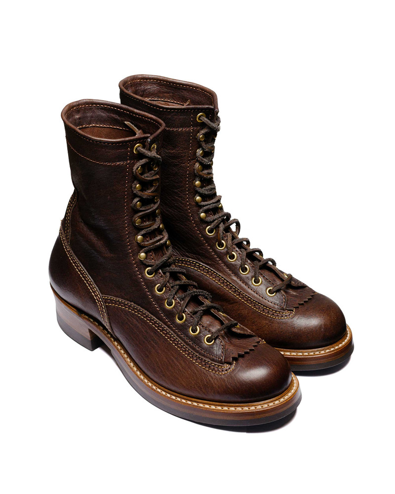 JOHN LOFGREN Donkey Puncher Boots 8" Ezo Shika Deerskin Burnt Dark Brown outlook