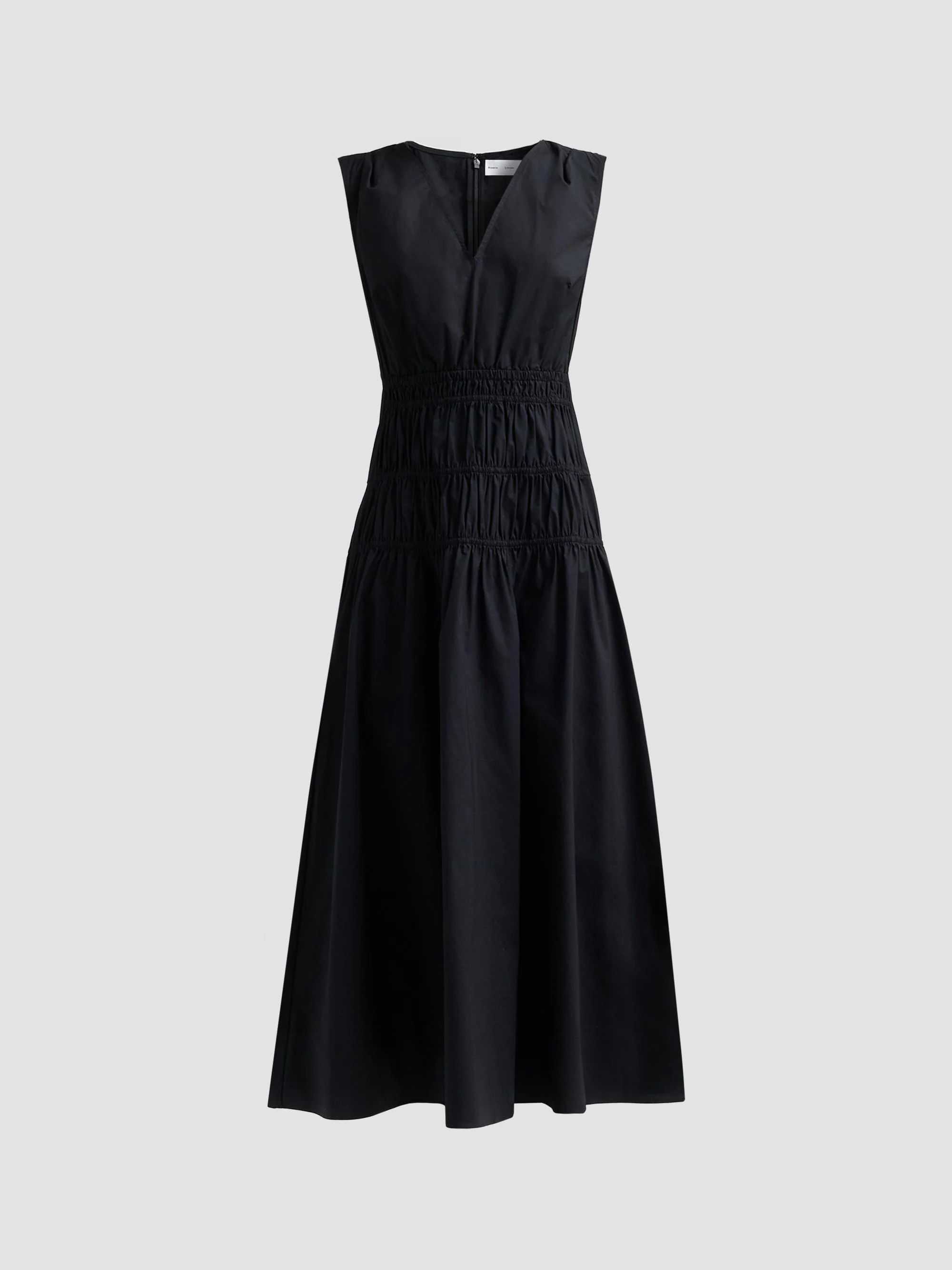 Women's Loren Smocked Poplin Midi-Dress - Black - 1