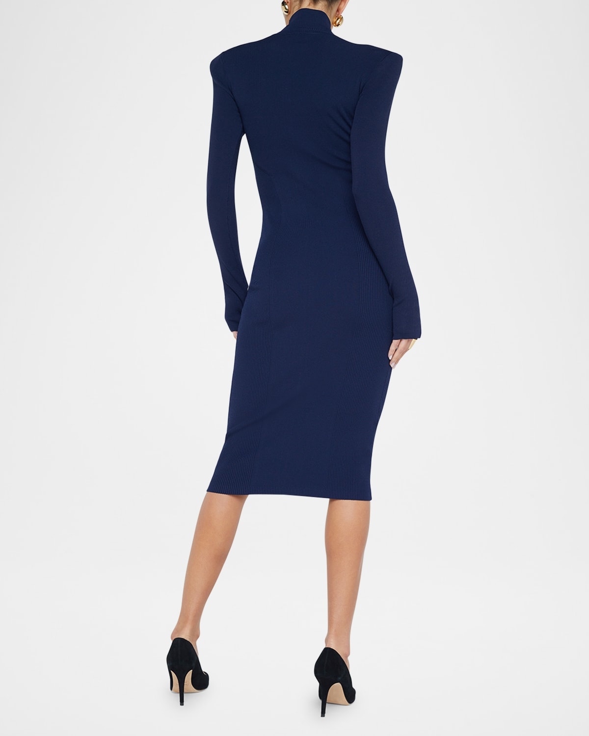 Larelle Mock-Neck Ribbed Bodycon Dress - 3