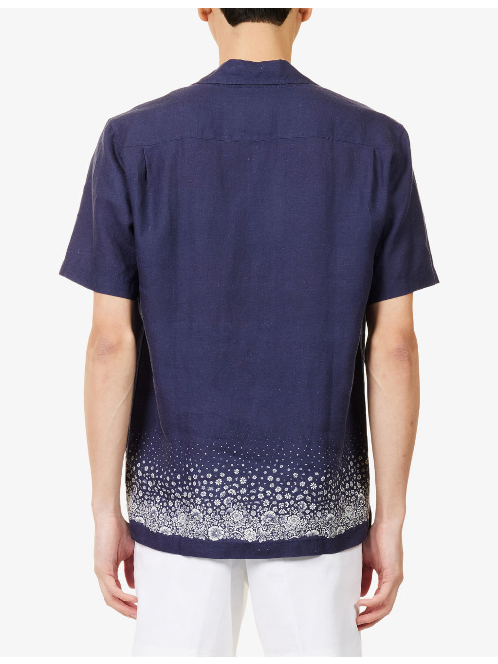 Floral-Print Short-Sleeve Linen Shirt - 4