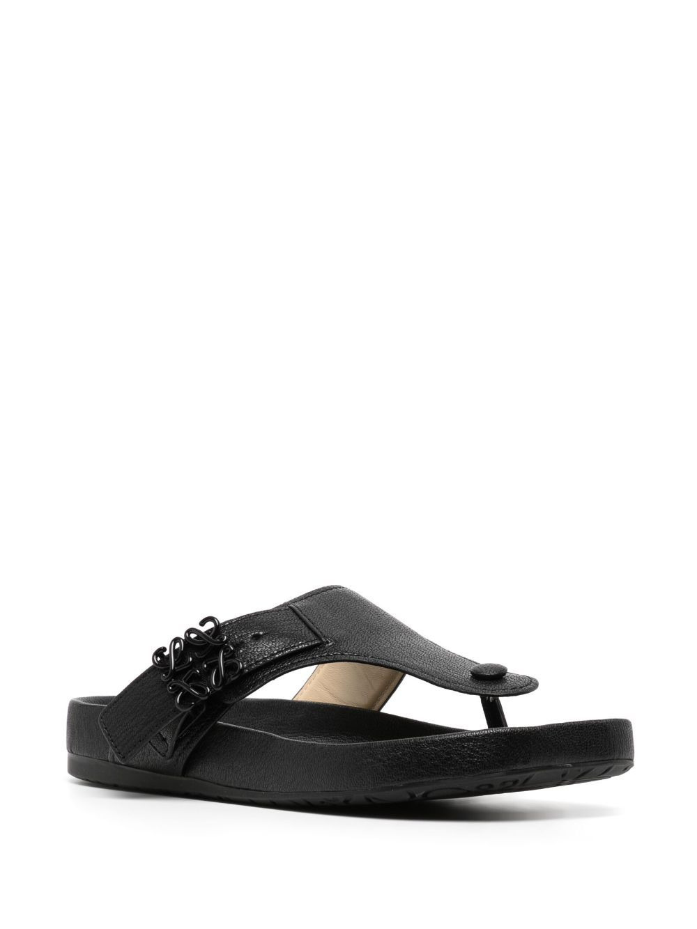 logo-plaque leather flip flops - 2