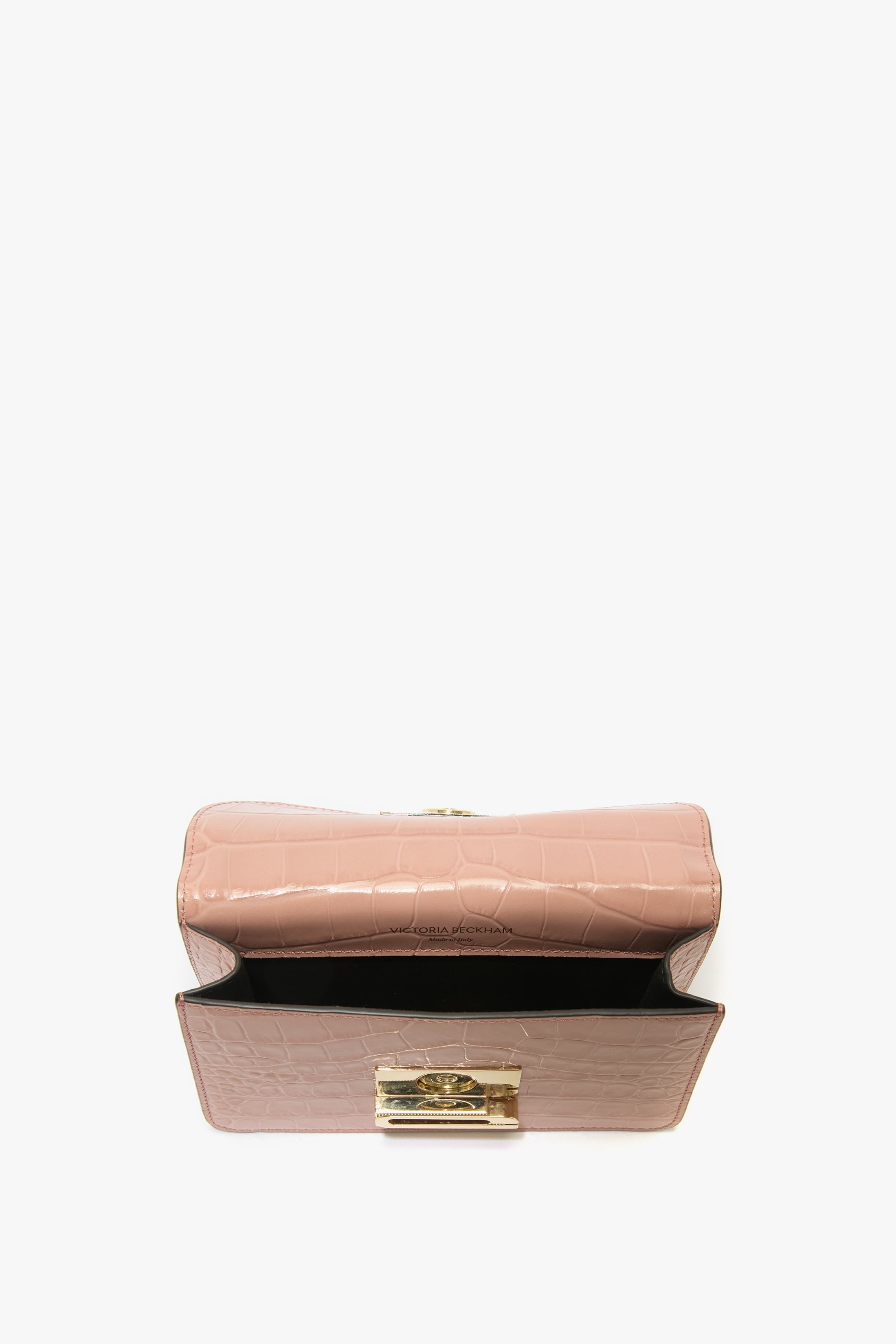 Nano Dorian Wristlet In Blush Pink Croc Embossed Leather - 7